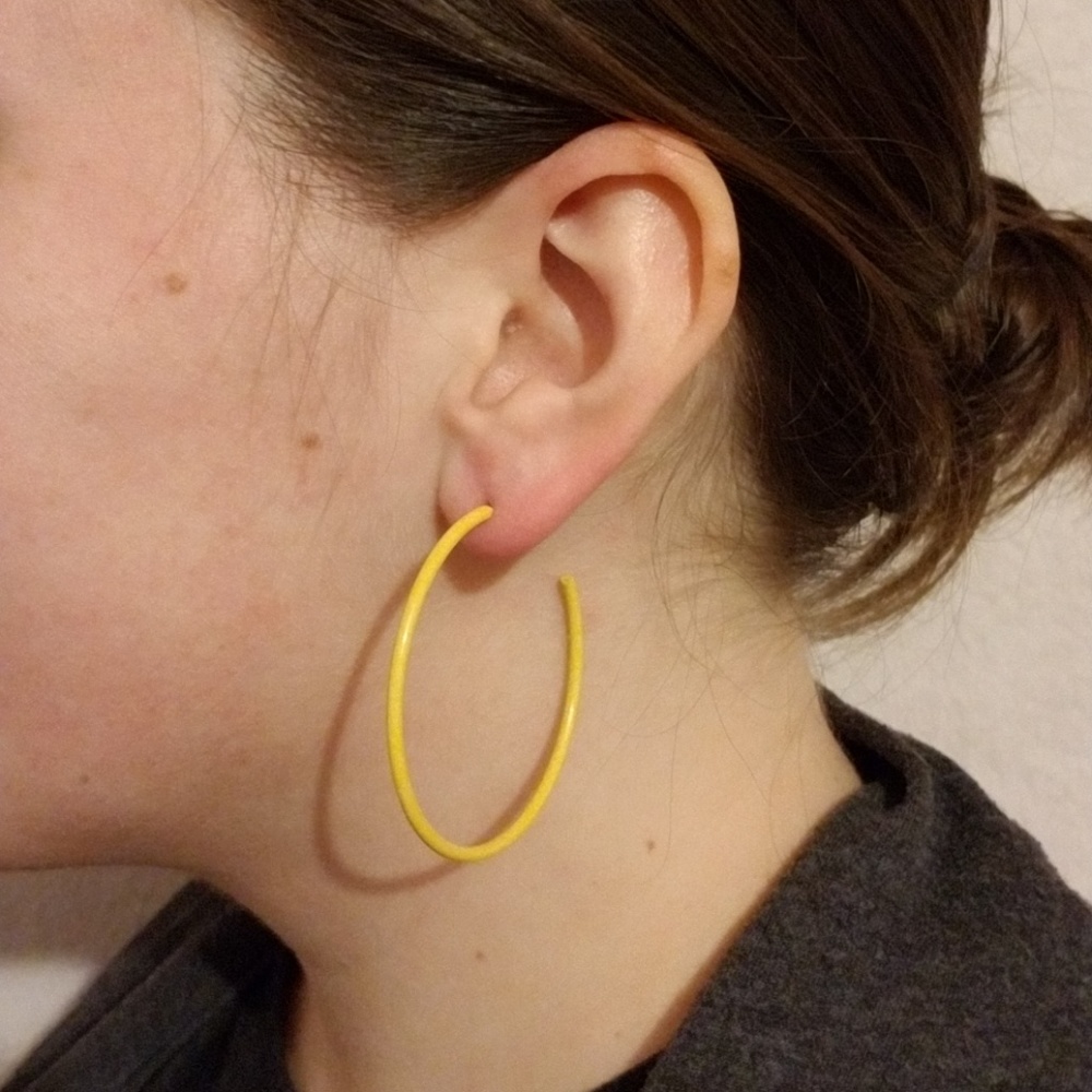 Yellow Hoop Fashion Earrings - Picture 3 of 4